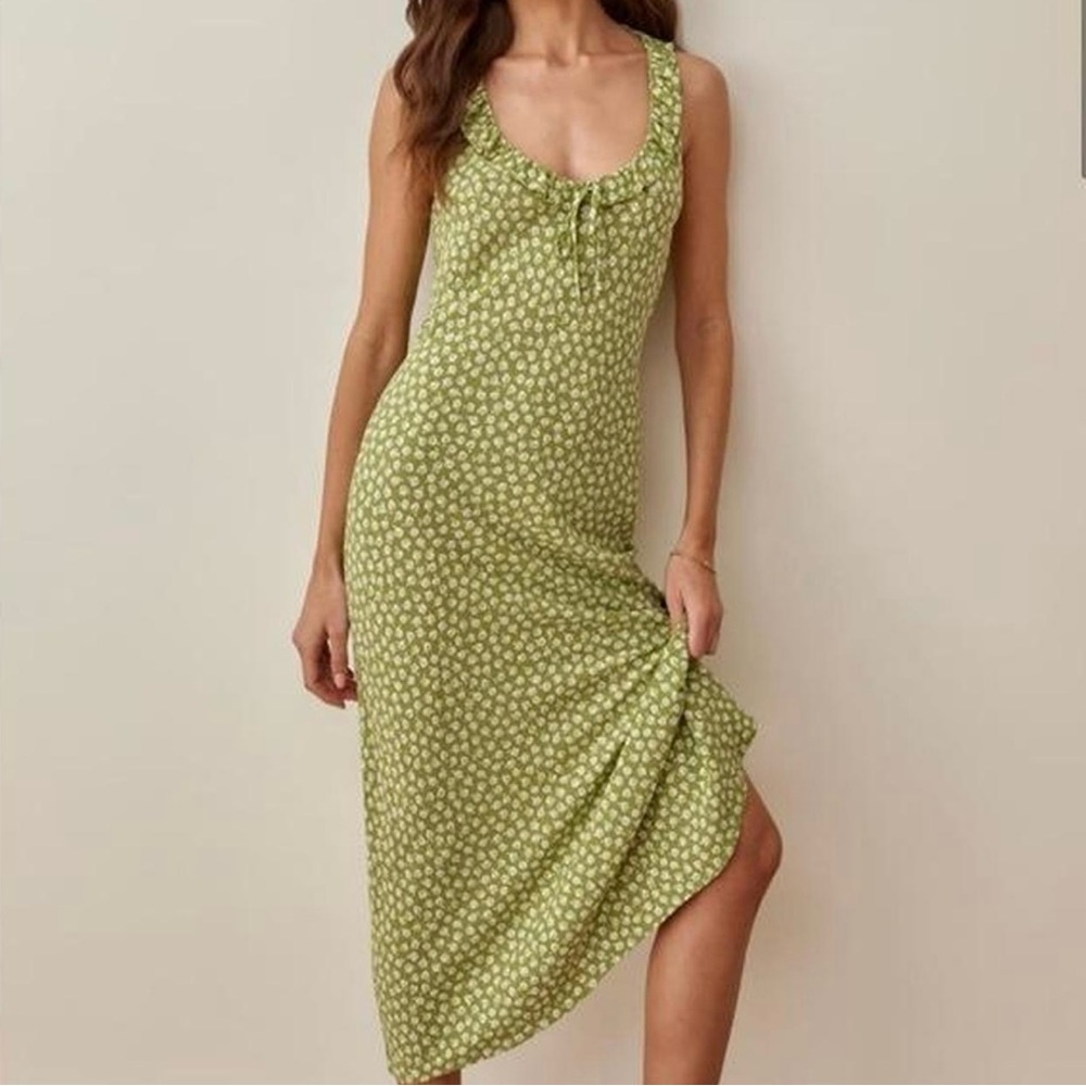 Green Floral Midi Dress